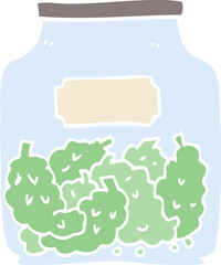flat color illustration cartoon cannabis dispensary jar