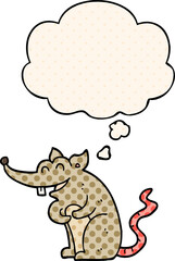 cartoon rat and thought bubble in comic book style