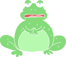 flat color illustration of a cartoon frog