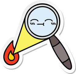 sticker of a cute cartoon magnifying glass