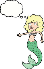 cartoon mermaid with thought bubble