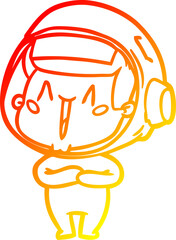 warm gradient line drawing happy cartoon astronaut