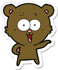 sticker of a laughing teddy  bear cartoon