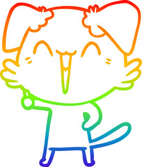 rainbow gradient line drawing happy little dog cartoon