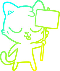 cold gradient line drawing cartoon cat