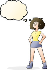 cartoon capable woman with thought bubble