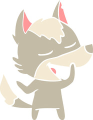 flat color style cartoon wolf laughing