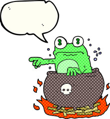 comic book speech bubble cartoon halloween toad in cauldron