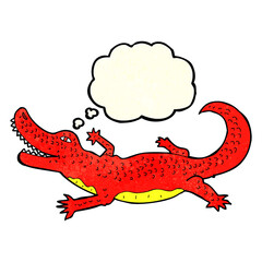 cartoon crocodile with thought bubble