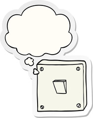 cartoon light switch and thought bubble as a printed sticker
