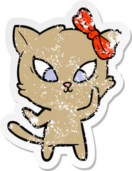 distressed sticker of a cartoon cat