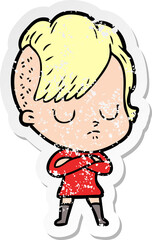 distressed sticker of a cartoon woman