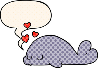 cute cartoon dolphin and speech bubble in comic book style