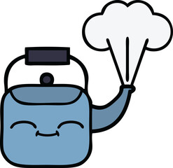 cute cartoon steaming kettle