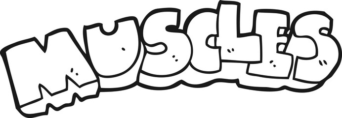 black and white cartoon muscles symbol