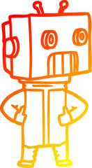 warm gradient line drawing cartoon robot