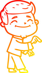 warm gradient line drawing happy cartoon man