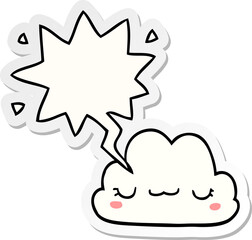 cute cartoon cloud and speech bubble sticker