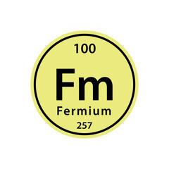 Fermium element periodic table icon vector logo design template