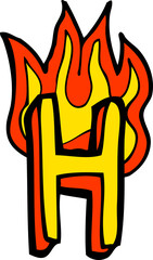 cartoon flaming letter