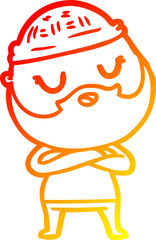 warm gradient line drawing cartoon man with beard