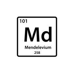 Mendelevium element periodic table icon vector logo design template