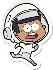 sticker of a cartoon surprised astronaut