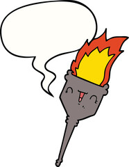 cartoon flaming chalice and speech bubble