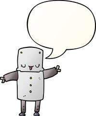 cartoon robot and speech bubble in smooth gradient style