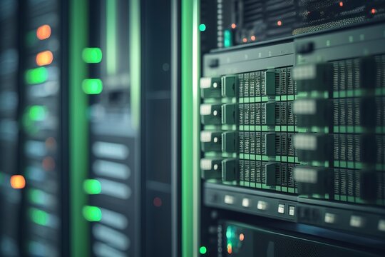 Dayun data center, computer networking server room. AI technology generated image