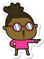sticker of a cartoon woman wearing spectacles