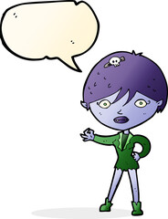cartoon vampire girl with speech bubble