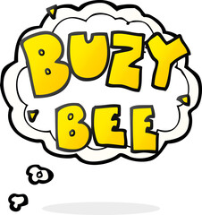 thought bubble cartoon buzy bee text symbol