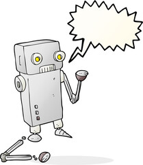 speech bubble cartoon broken robot