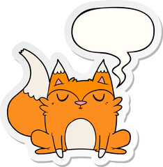 cartoon fox and speech bubble sticker