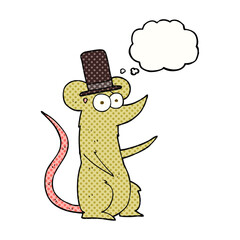 thought bubble cartoon mouse wearing top hat