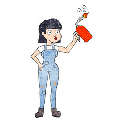 textured cartoon woman in dungarees