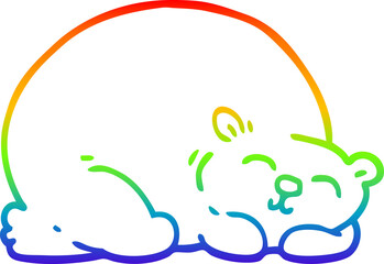 rainbow gradient line drawing cartoon happy polar bear sleeping