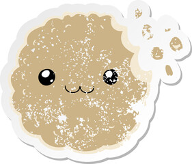 distressed sticker of a cartoon biscuit