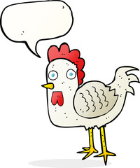 cartoon chicken with speech bubble