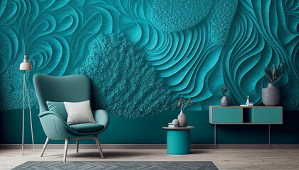 Aqua Blue wallpaper in living room #3