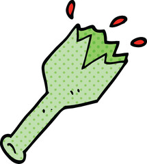 comic book style cartoon  smashed glass bottle