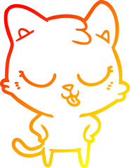 warm gradient line drawing cartoon cat