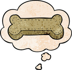 cartoon dog biscuit and thought bubble in grunge texture pattern style