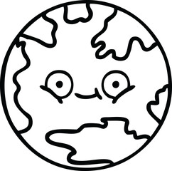 line drawing cartoon planet earth