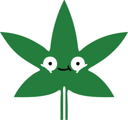 flat color retro cartoon marijuana leaf