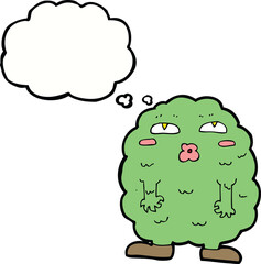 funny cartoon monster with thought bubble