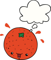 cartoon orange and thought bubble