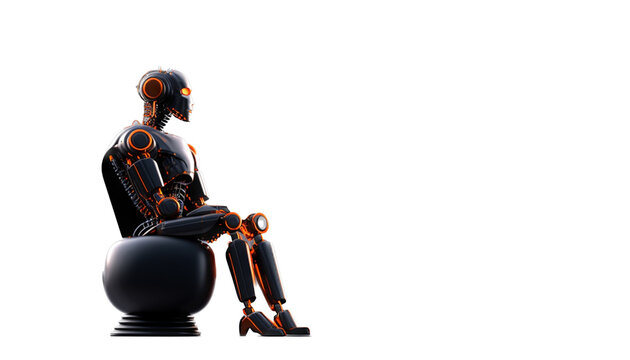 Chat Bot Talking with Business. Artificial Intelligence as Business Assistant. Transparent Background
