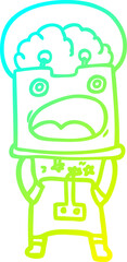 cold gradient line drawing cartoon robot